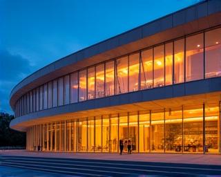 Groot cultureel gebouw in de avond