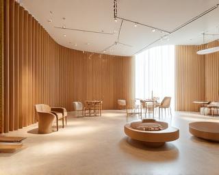 Duurzame design beurs met houten structuren