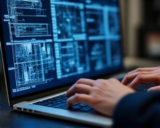 Close-up van een journalist die data analyseert op een scherm